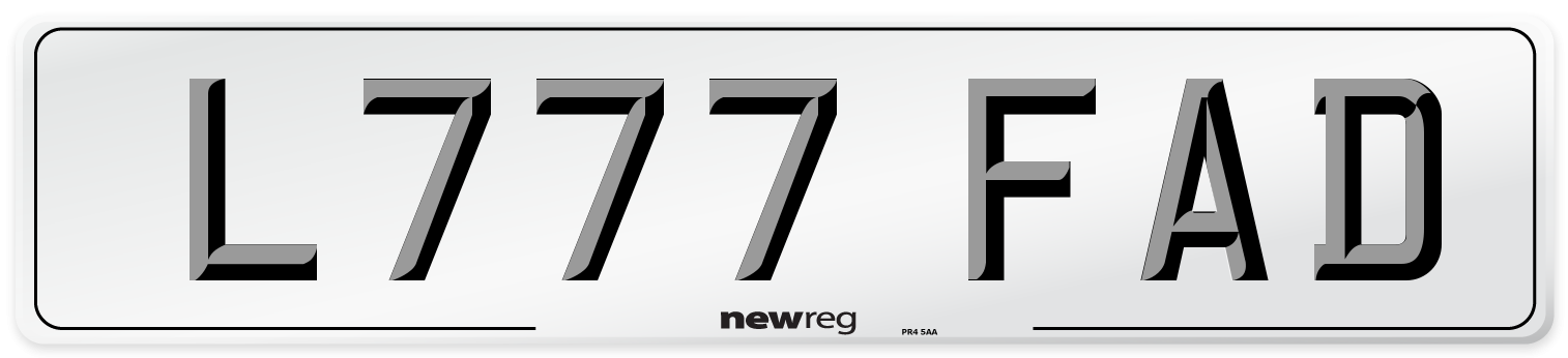 L777 FAD Number Plate from New Reg